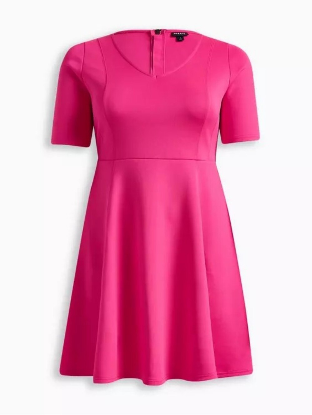 Torrid 2 Bright Hot Pink Fit-and-Flare Mini Scuba Fit N Flare Dress 2X New $80 - Picture 4 of 9